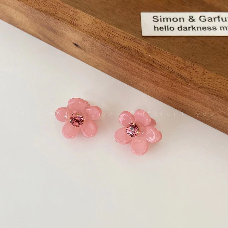 Wholesale Sparkling Flower Color Diamond Pearl Mini Hair Clip